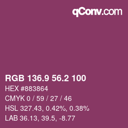 カラーコード: RGB 136.9 56.2 100 | qconv.com