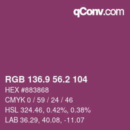 カラーコード: RGB 136.9 56.2 104 | qconv.com