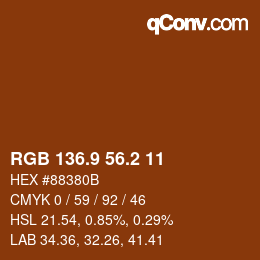 Color code: RGB 136.9 56.2 11 | qconv.com