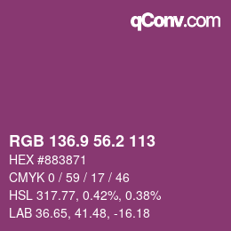 カラーコード: RGB 136.9 56.2 113 | qconv.com