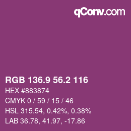 カラーコード: RGB 136.9 56.2 116 | qconv.com