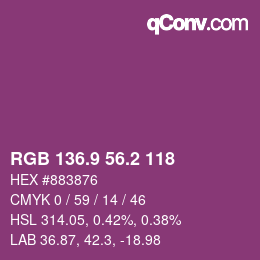 カラーコード: RGB 136.9 56.2 118 | qconv.com