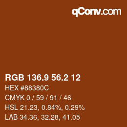 カラーコード: RGB 136.9 56.2 12 | qconv.com
