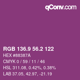 カラーコード: RGB 136.9 56.2 122 | qconv.com