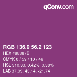 カラーコード: RGB 136.9 56.2 123 | qconv.com