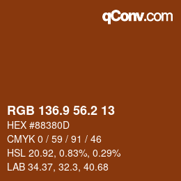 カラーコード: RGB 136.9 56.2 13 | qconv.com