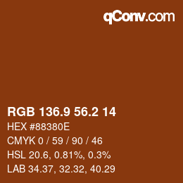 Color code: RGB 136.9 56.2 14 | qconv.com