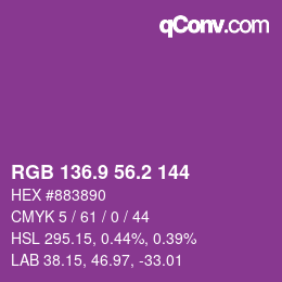 カラーコード: RGB 136.9 56.2 144 | qconv.com