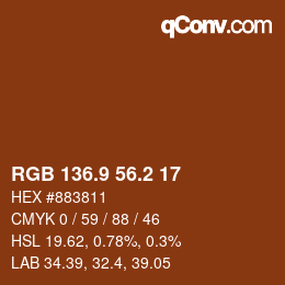 Color code: RGB 136.9 56.2 17 | qconv.com