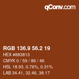 Color code: RGB 136.9 56.2 19 | qconv.com