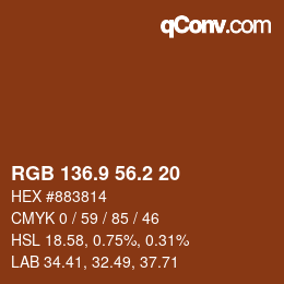 Color code: RGB 136.9 56.2 20 | qconv.com