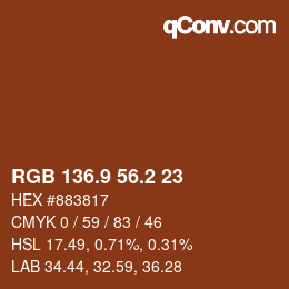 カラーコード: RGB 136.9 56.2 23 | qconv.com