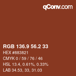 Color code: RGB 136.9 56.2 33 | qconv.com