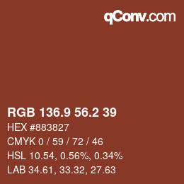 Color code: RGB 136.9 56.2 39 | qconv.com