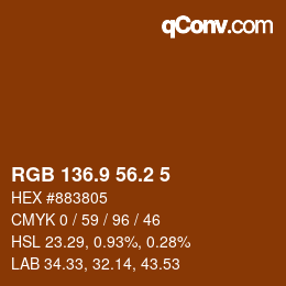 カラーコード: RGB 136.9 56.2 5 | qconv.com