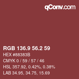Color code: RGB 136.9 56.2 59 | qconv.com