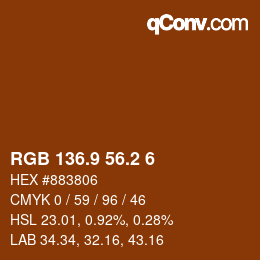 Color code: RGB 136.9 56.2 6 | qconv.com