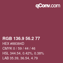 Color code: RGB 136.9 56.2 77 | qconv.com