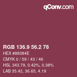 Color code: RGB 136.9 56.2 78 | qconv.com