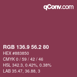 カラーコード: RGB 136.9 56.2 80 | qconv.com