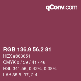 カラーコード: RGB 136.9 56.2 81 | qconv.com