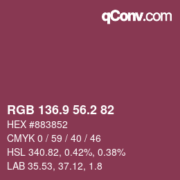 Color code: RGB 136.9 56.2 82 | qconv.com