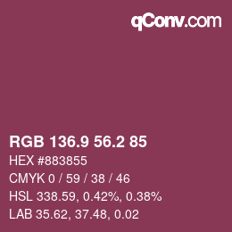 カラーコード: RGB 136.9 56.2 85 | qconv.com