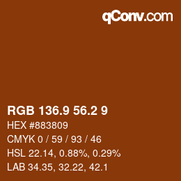 Color code: RGB 136.9 56.2 9 | qconv.com