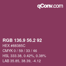 Color code: RGB 136.9 56.2 92 | qconv.com