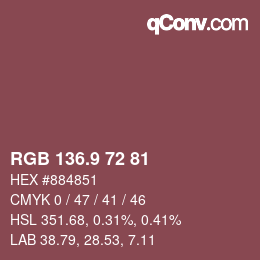 カラーコード: RGB 136.9 72 81 | qconv.com