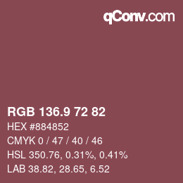 カラーコード: RGB 136.9 72 82 | qconv.com