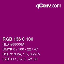 Color code: RGB 136 0 106 | qconv.com