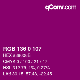 Color code: RGB 136 0 107 | qconv.com