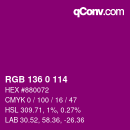 Color code: RGB 136 0 114 | qconv.com