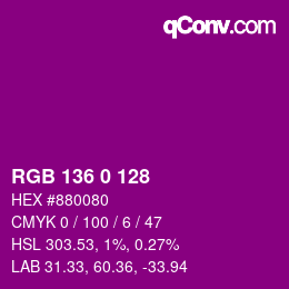 Color code: RGB 136 0 128 | qconv.com