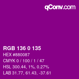 Color code: RGB 136 0 135 | qconv.com