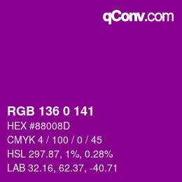 Color code: RGB 136 0 141 | qconv.com