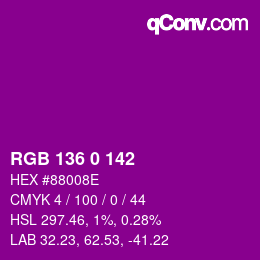 Farbcode: RGB 136 0 142 | qconv.com