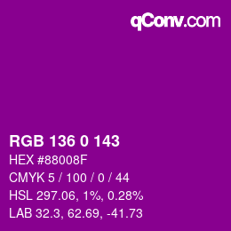 Color code: RGB 136 0 143 | qconv.com