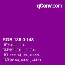 Color code: RGB 136 0 148 | qconv.com