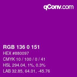 Color code: RGB 136 0 151 | qconv.com