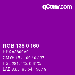 Color code: RGB 136 0 160 | qconv.com