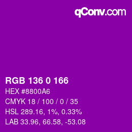 Color code: RGB 136 0 166 | qconv.com