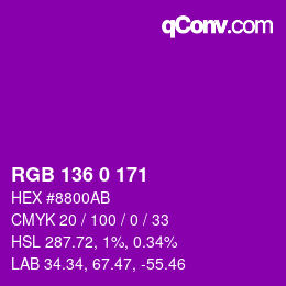 Color code: RGB 136 0 171 | qconv.com