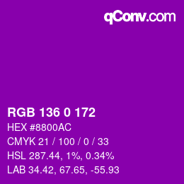Color code: RGB 136 0 172 | qconv.com
