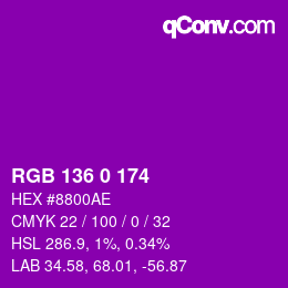Color code: RGB 136 0 174 | qconv.com