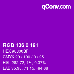 Color code: RGB 136 0 191 | qconv.com