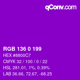 Color code: RGB 136 0 199 | qconv.com