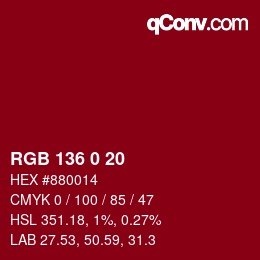 Color code: RGB 136 0 20 | qconv.com