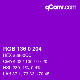 Color code: RGB 136 0 204 | qconv.com